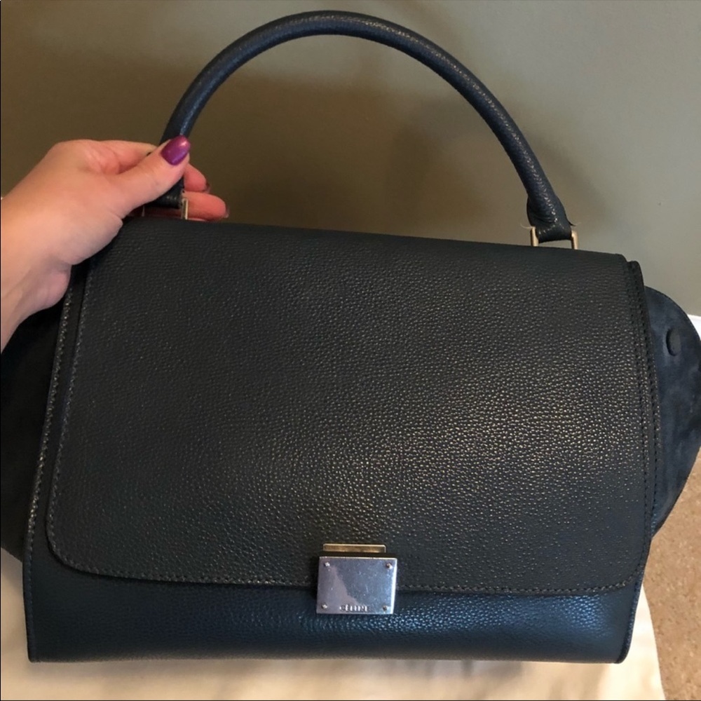 Celine Trapeze Blue handle Bag.